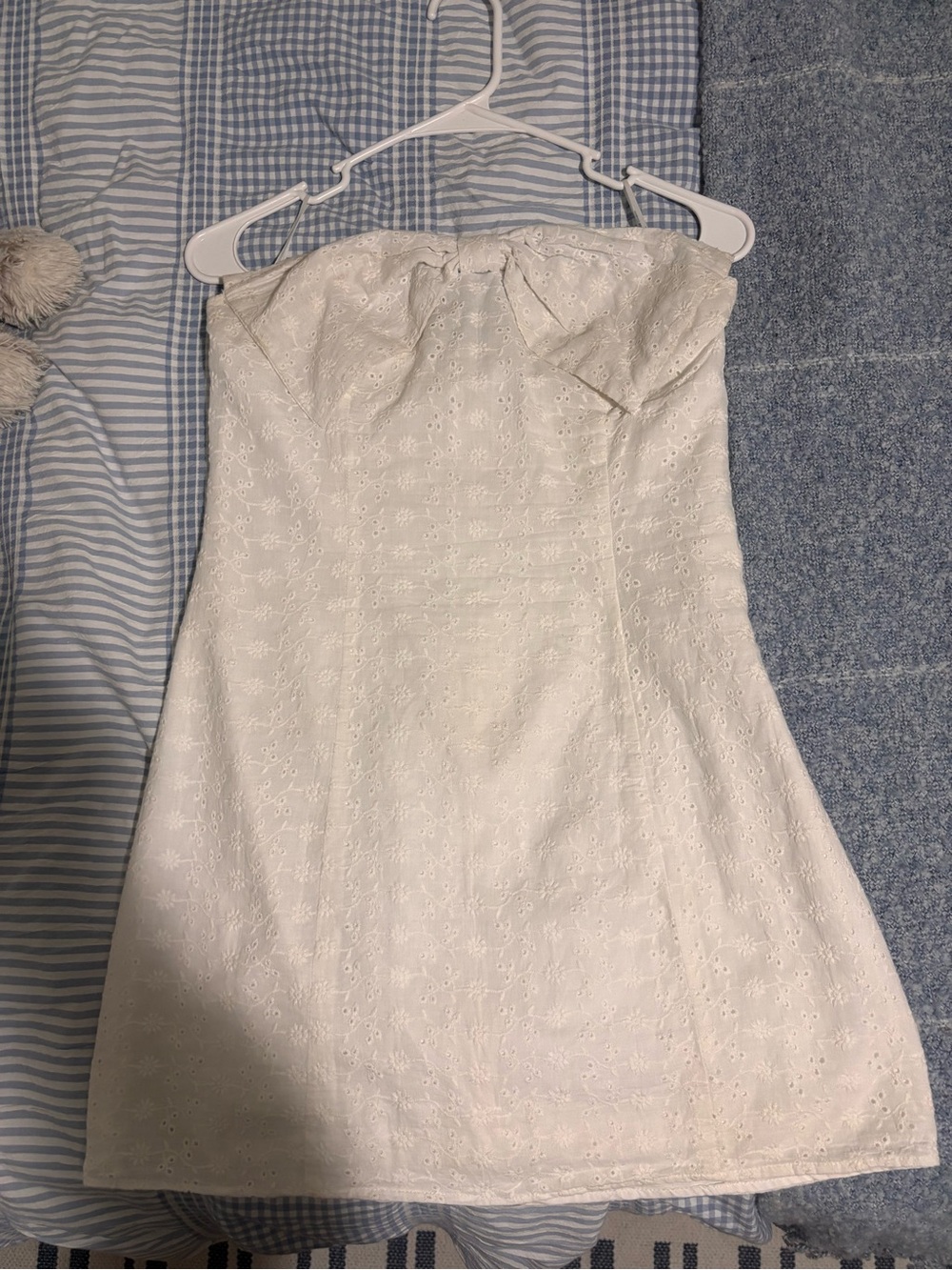 Princess Polly White Strapless Eyelet Mini Dress